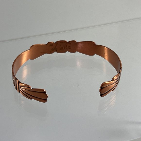 Vintage Copper Open Cuff Bracelet Ornate Boho Jewelry - Picture 3 of 6